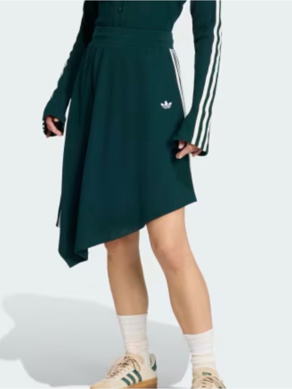 adidas Dark Green Asymmetrical Three-Stripe Skirt - Picture 3 of 6